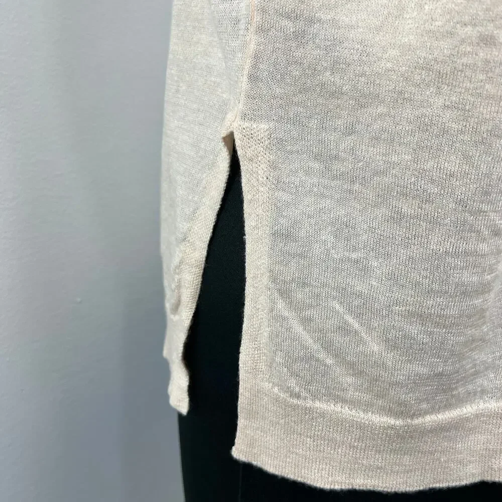 J. Crew Cream Long Sleeve V-Neck Merino Wool-Linen Blend Pullover Sweater Sz XS